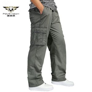 Heren Zomer Cargo Broek Big Tall Mannen Casual Veel Zakken Losse Werkbroek Mannelijke Rechte Broek Plus Size Kleding 4XL 5XL 6XL LJ201007