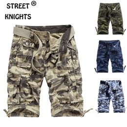 Hommes été décontracté lâche Camouflage Cargo Shorts hommes multi-poches 100 coton rue militaire genou longueur plage 220715