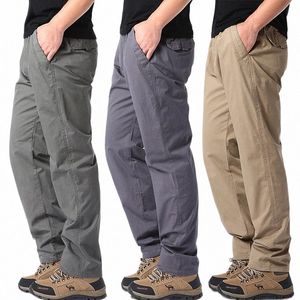 Pantalons décontractés d'été pour hommes Cott Style mince Salopette Taille élastique Sports de plein air Pantalon de travail en vrac Tendance Pantalon de couleur unie R6LG #