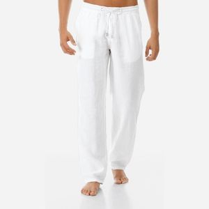 Pantalon décontracté d'été pour hommes pantalon en lin de coton naturel lin nouveau Style Simple et à la mode taille élastique pantalon droit pour hommes