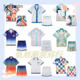 T-shirt de chemise décontractée pour hommes pour hommes Casablanc 2024 Ice Silk Fashion Beach Mens Cardigan manche tendance