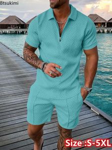Vêtements d'été pour hommes Polos de luxe à manches courtes Ensemble décontracté Homme Shorts Survêtement Tenues Social Golf Revers T-shirts 240124