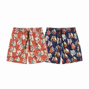 Diseñador de verano de los hombres Pantalones cortos de moda informales Pantalones de playa de cuerda de dibujo sueltos Impresión de alfabeto de pareja Capa doble de nylon Pantalones cortos de tela de secado rápido casua B9lf #