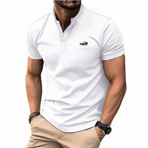 Vente chaude d'été pour hommes Nouveau POLO décontracté à manches courtes Revers Slim Fit Fi Marque de haute qualité Tops T-shirt T8bz #