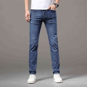 Jeans d'été pour hommes, coupe Slim coréenne, pieds élastiques, marque haut de gamme, pantalons longsP5BZ