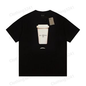 2024 nuevos hombres de verano sueltos 100 algodón taza de café camiseta impresa tops algodón unisex o-cuello patrón de arco iris serigrafía suave camisetas tallas asiáticas S-5XL