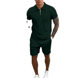 Heren zomer heren korte mouw shorts sport casual slank pak solide kleur allemaal matchbaar comfortabel comfortabel