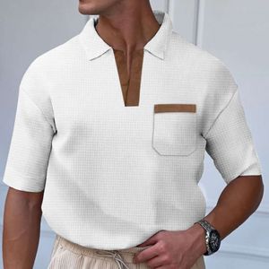 T-shirt décontracté masculin de l'été masculin poche à manches courtes à manches courtes à manches à manche en V Polo M514 29