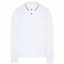 Polo d'été pour hommes Chemise décontractée à revers Printemps et été Manches longues Étiquette de poitrine Col ample Designer Haut de couleur unie Taille asiatique Polos Topstoney