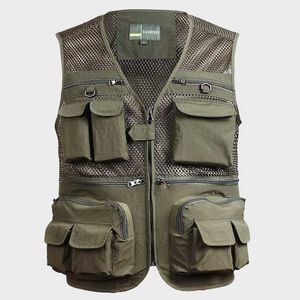 Heren Summer Pro Journalist Fotograaf Studio Werk Multifunctioneel vest Tactisch Vest Coat Fashion Mesh Work Mouwloze jas