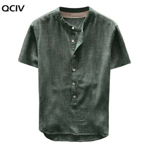 Chemise d'été pour hommes, bouton en chanvre pur, manches courtes, en coton et en lin, avec poches, Harajuku, grand pull, chemisier, haut C1212