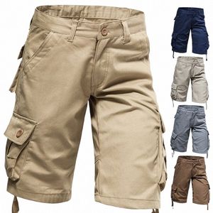 Pantalones cortos de verano para hombres Pantalones de rodilla de carga Pantalones de chándal con cremallera Tamaño grande Flojo Recto Cott Transpirable Pantalones cortos casuales l1pC #