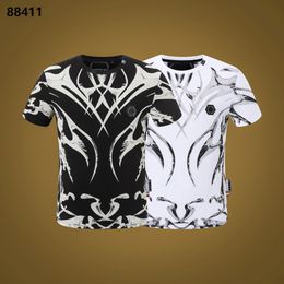 Heren zomer T-shirt creatieve abstracte grote totem persoonlijkheid trend printen hiphop stijl ronde hals comfortabele ademende heren top van puur katoen