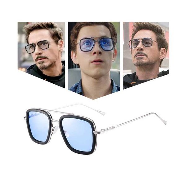 Gafas de sol para hombre, montura cuadrada retro, gafas de sol con protección UV a la moda, Iron Spider-Man, las mismas gafas de sol