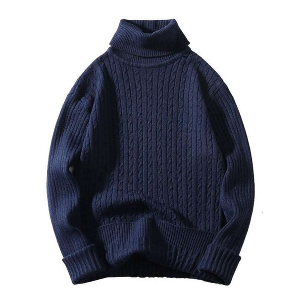 Pull pour hommes automne et hiver nouvelle Europe et amérique col haut couleur pâte frite rebondissements chemise de fond pull de mode hommes