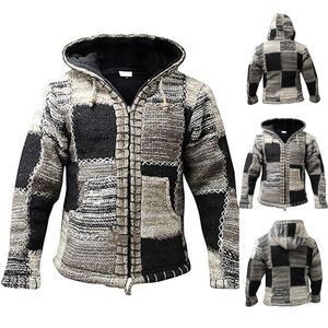 Heren trui jas lente herfst mannen hooded streep dikke ritswol vest truien mannelijke kleur tops