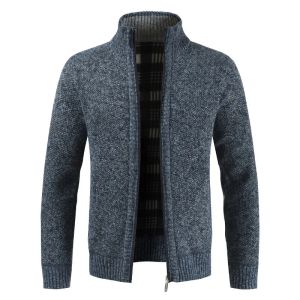 Cardigan tricoté à manches longues pour hommes, manteau avec fermeture éclair, pull ample décontracté pour jeunes, mode 2023 en laine