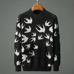 Diseñador de suéteres para hombres Otoño/invierno Estilo de moda de calle para damas Cálido al aire libre de gran tamaño clásico negro estampado suéter mezclado con jersey de punto de lana.