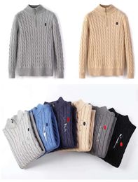 Pull pour hommes Designer Polo Wool Ralph Shirt Épais demi-zippé col roulé Pull chaud Slim tricot Lauren sweat-shirt en coton de marque 0009
