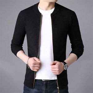 Heren Trui Mannen Casual Cardigan voor Man Solid Rits Merk Kleding Slim Fit Mens Sweaters Masculino Plus Size 3XL 211008