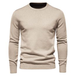 Pull homme col rond Pullove couleur unie hiver classique sweat chaud hommes mode usage quotidien pull 240111