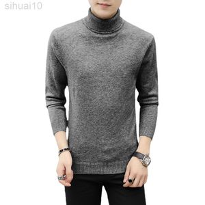 Herentrui Solid Color Turtleneck Sweatshirt Multi Styles Lange mouwen Slim Fit Warm Sweaters Multi -kleuren L220801