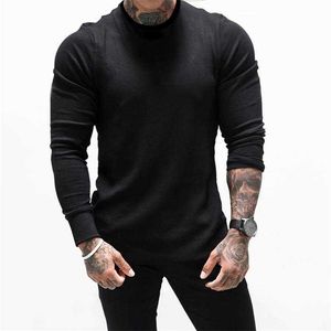 Heren trui dunne wol lange mouwen stand kraag pullover truien mannen mode casual business bottoming shirts Y0907