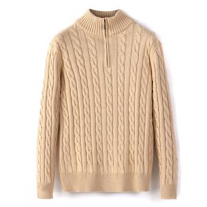 Mens Sweater Winter Fleece Thick Half Zipper High Neck Warm Pullover Quality Slim Knit Wool designer knitting Casual Jumpers zip Brand Cotton sweatshirt Asian size