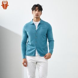 Suéteres para hombres 100 cárdigan de Cachemira de cabra cuello POLO estilo primavera y otoño suéter de manga larga de punto camisa 230728