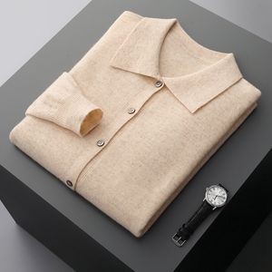 Herentruien 100 Merino Wool Kasjmier Polo Collar Casual Gebreide Cardigan Fashion Warm Jake Autumn Winter 230105