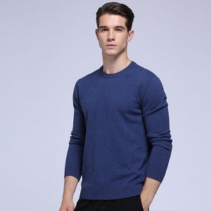 Pulls pour hommes 100 pure laine mérinos solide pull à col rond chaud pull à manches longues 230810