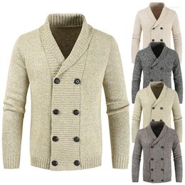 Herentruien 2022 Autumn Heren Simple Casual Solid Color Long Sleeveved mode Dubbele borte reverse revers Warm comfortabel trui Cardigan