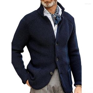 Herentruien 2022 Herentrui Cardigan Gebreide herfst Winter Fashion Solid Color Stand Collar Men Coat
