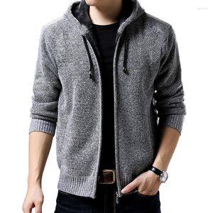 Hommes chandails 2022 hommes pull veste épais chaud pulls automne hiver décontracté polaire à capuche manteaux tricots Cardigan Masculino