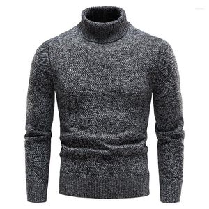 Pulls pour hommes 2023 Automne et hiver Pull tricoté à col haut avec pull épais en peluche pour sous-couche chaude