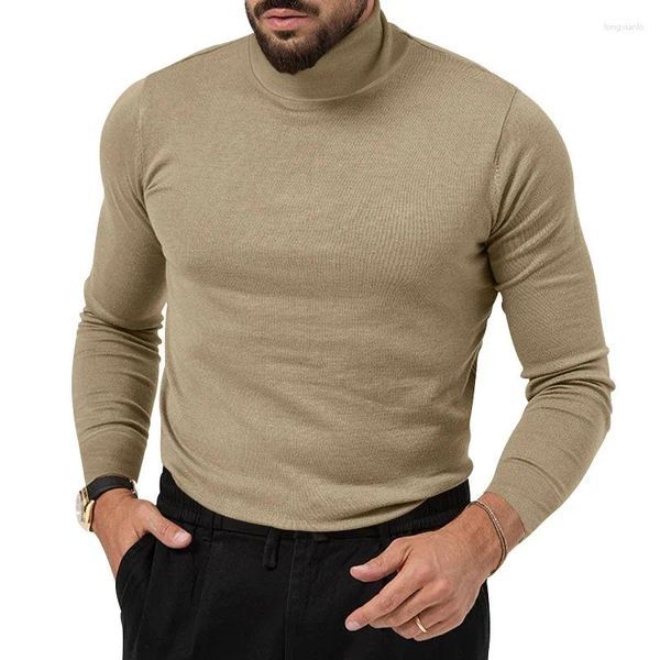 Pulls pour hommes 2023 automne et hiver col haut tricoté chemise de base pull en cachemire sous-vêtements chauds pull.