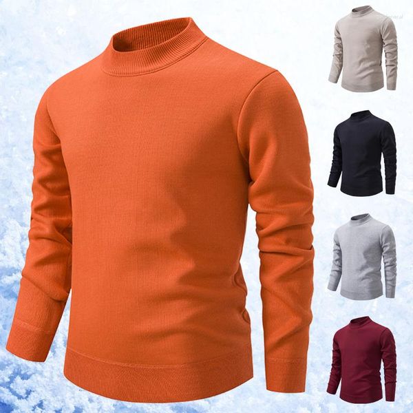 Sweaters para hombres 2023 Sweater de otoño e invierno Ropa de la línea de punto de punto delgado de color sólido engrosado cálido