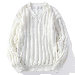 Herensweaters 2023 Herfst- en wintertrui met V-hals Tieners Kabelgebreide trui Warm