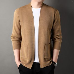 Hommes chandails 2023 automne creux tricoté Cardigan jeunesse mode Style coréen couleur unie pull décontracté