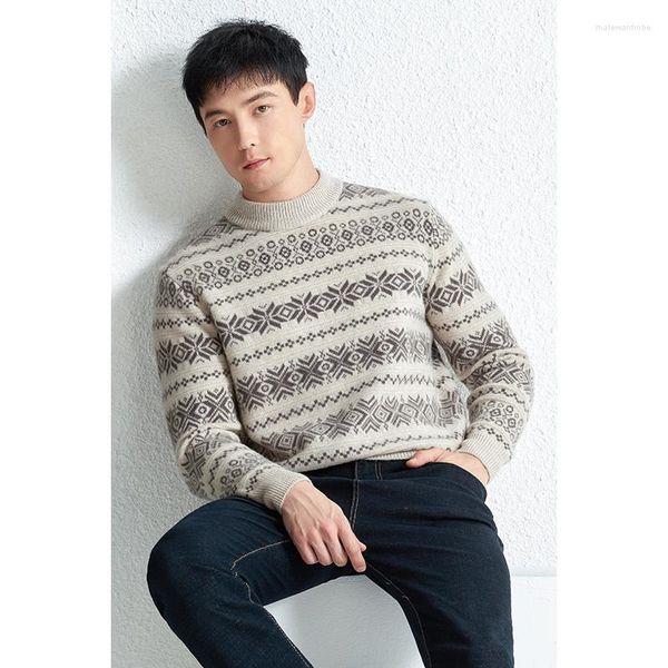 Suéteres para hombre, ropa de otoño e invierno, suéter de lana gruesa cálido con aguja gruesa, Jersey de punto de moda Retro 2023
