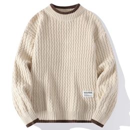 Pulls pour hommes 2023 automne hiver hommes pull tricoté édition coréenne solide décontracté demi-col haut rayé vêtements 231130