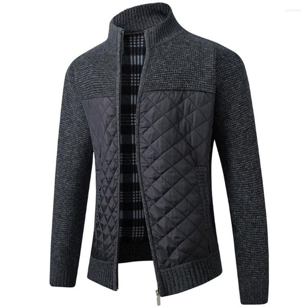 Suéteres para hombres 2023 Otoño Invierno Chaqueta para hombre Slim Fit Stand Collar Cremallera Hombres Sólido Grueso Suéter Cálido