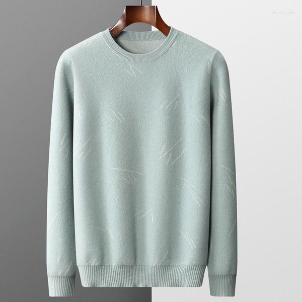 Pulls pour hommes 2023 automne/hiver solide col rond pull détendu ample doux coupe Pure laine pull