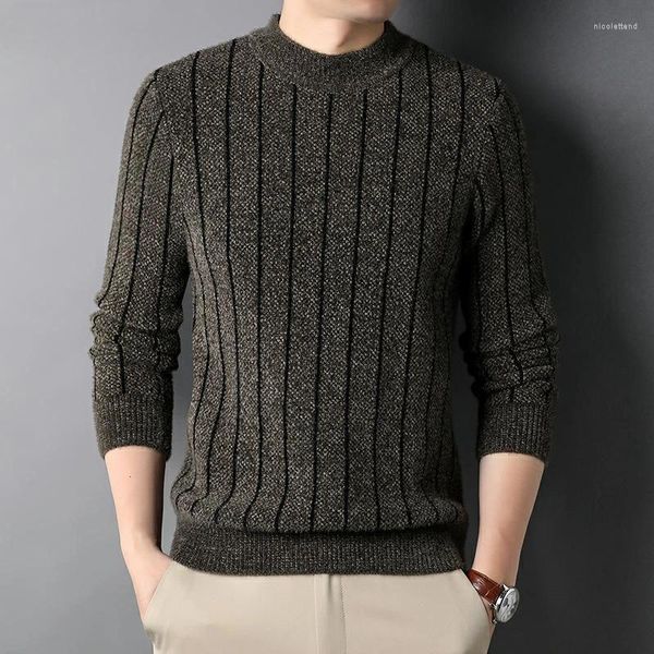 Pulls pour hommes 2023 automne hiver épais mode tricot pull chaud pull en laine Oneck décontracté mâle tricoté pull vêtements