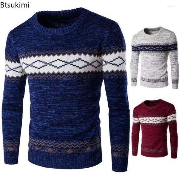 Panks masculins 2023 Couleur de contraste Poulain tricoté d'automne d'hiver de style ethnique Slim Fit Tops pour hommes décontractés