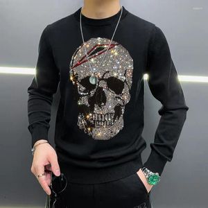 Suéteres para hombre 2023 Diseño Suéter Patrón de diamante Cráneo brillante Deportes Fitness Top cálido Tallas grandes