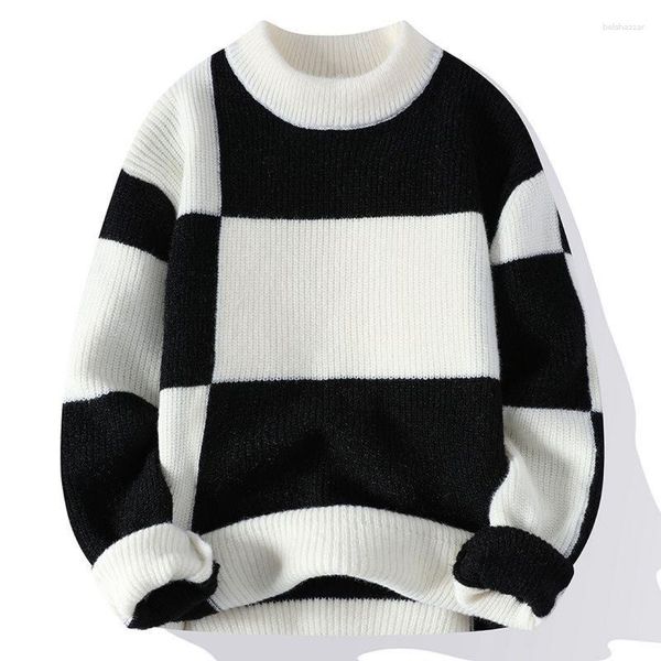 Chandails masculins 2023 Poulain conçu pour les hommes à moitié col roulé en tricot à fond de bottage garçons des vêtements de laine chauds épaissi