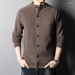 Pulls pour hommes 2023 Automne Vêtements Épais Tricots Cardigan Col Rond Lâche Européen Et Américain Simple Mode Bouton Urbain