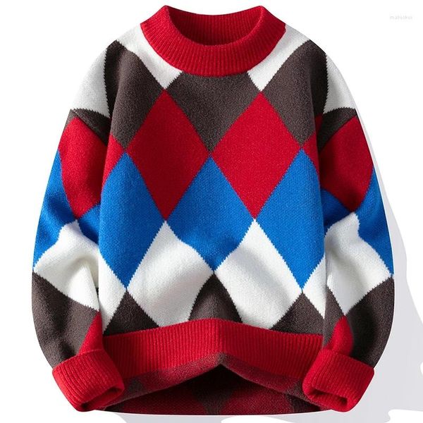 Pulls pour hommes 2023 automne hiver doux chaud marque pull en tricot hommes de qualité supérieure Argyle laine mode coréenne beau pull mâle