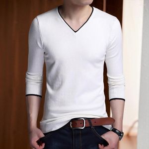 Mannen Truien 2023 Modemerk T-shirts Mannen V-hals Street Wear Tops Trending Gemerceriseerde Katoen Koreaanse Lange Mouw tee Kleding